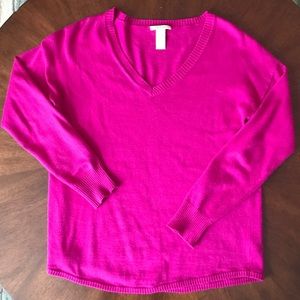 White + Warren pink slim knit sweater